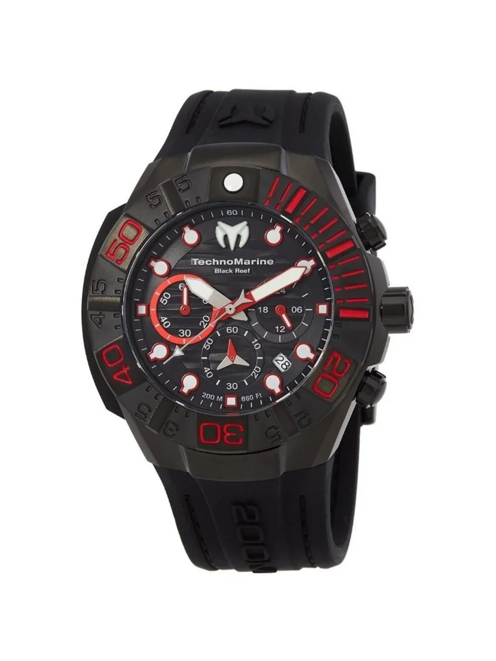 NWT Technomarine Reef Black Chronograph GMT Quartz Black Dial Men's Watch